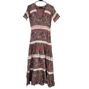 Carolina K Maxi Dress Small Cotton Silk Blend Lightweight Cottagecore Spring